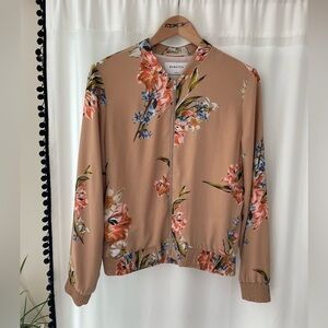 Babaton Aritzia gilroy floral bomber jacket women’s L large flower full zip nude